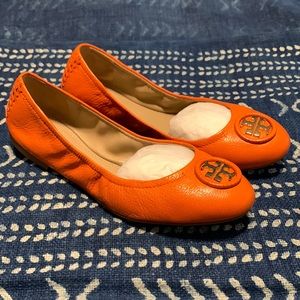 Tori Burch leather Minnie scrunch ballet flats